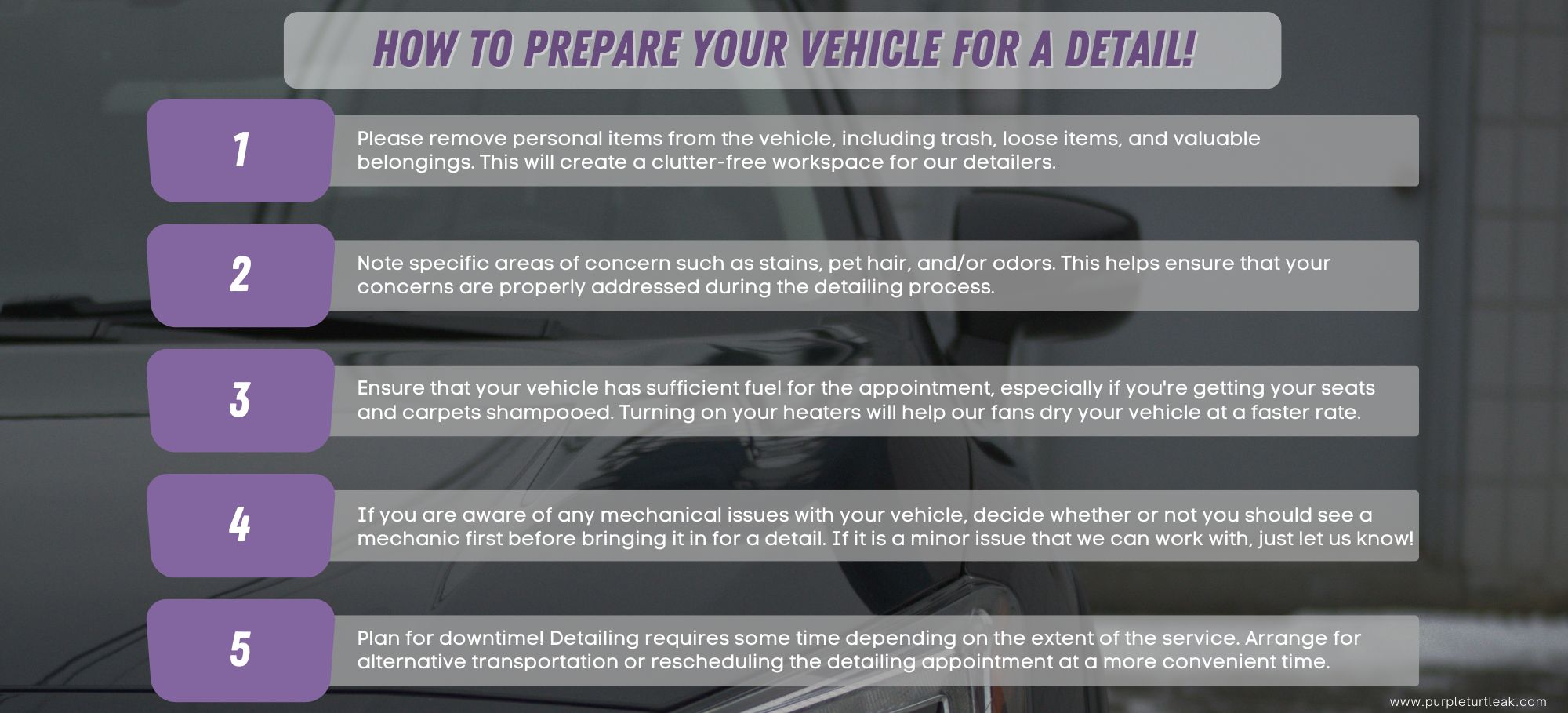 How to prepare you vehicle for a detail! (11 x 8.5 in) (1)
